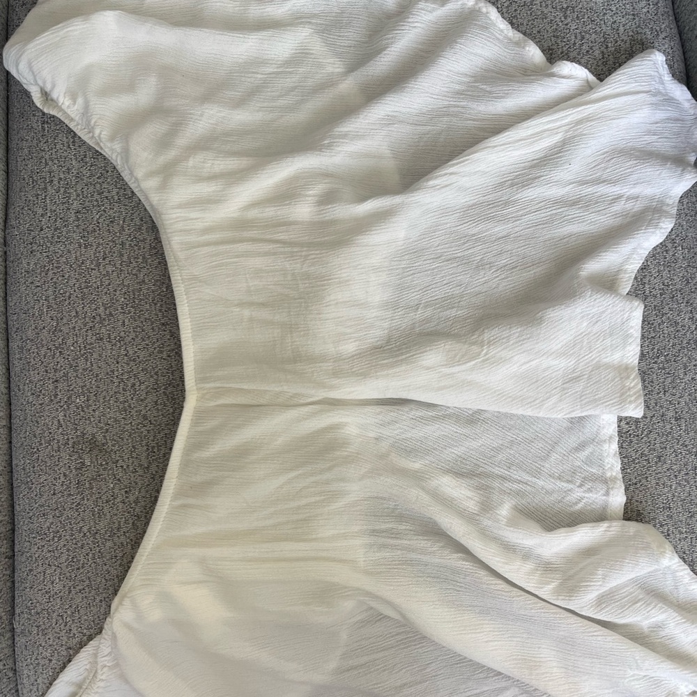 White strapless flowing top
